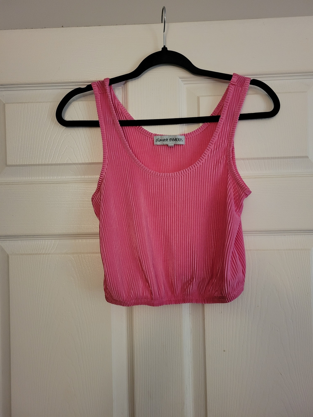 Almost Famous Hot Pink Ribbed Crop Tank